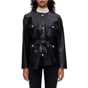 MAJE Leather Biface Belted Jacket NWT